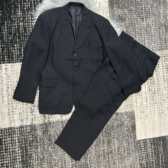 Custom Tailor Mens‎ Black 2 (two) Piece Suit Set Size 38X30
